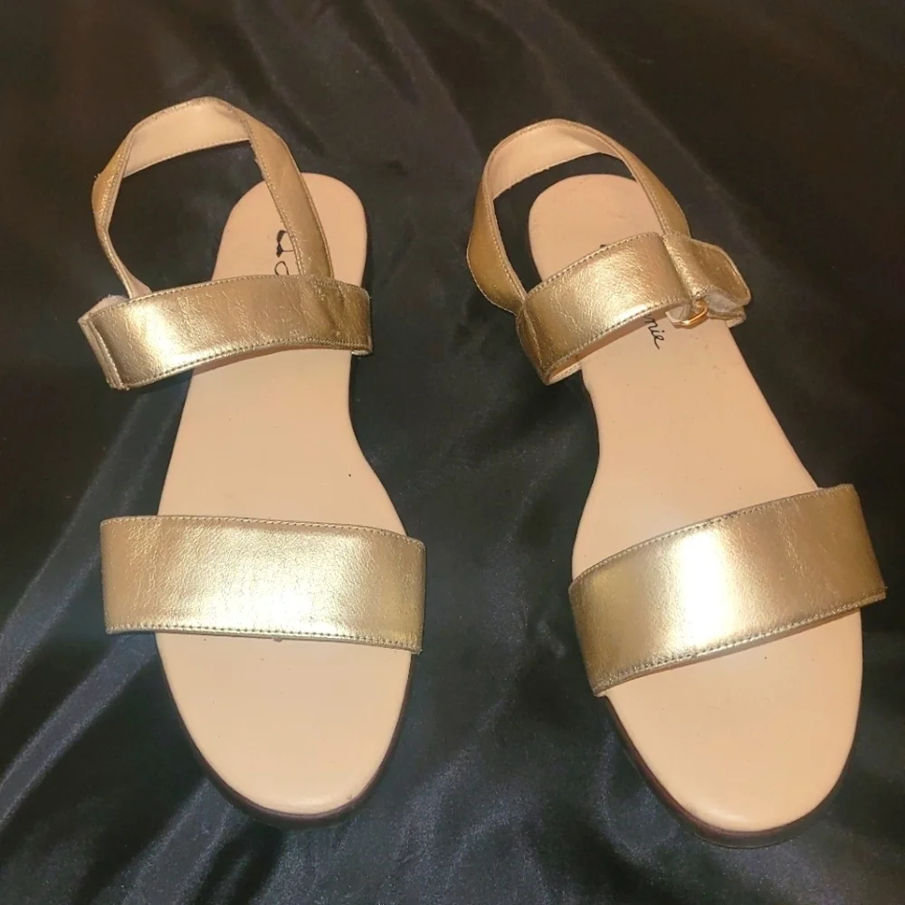 Sandals Gold Luxury velcro adjustable strap Beach Pool Party Cruise Resortwear